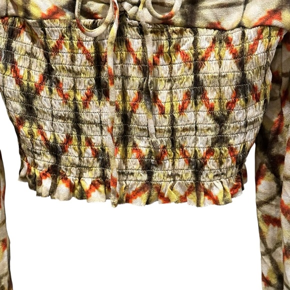 Urban Outfitters Old Soul Yellow Green Orange Smocked Crop Top Size XS NEW - Picture 6 of 12